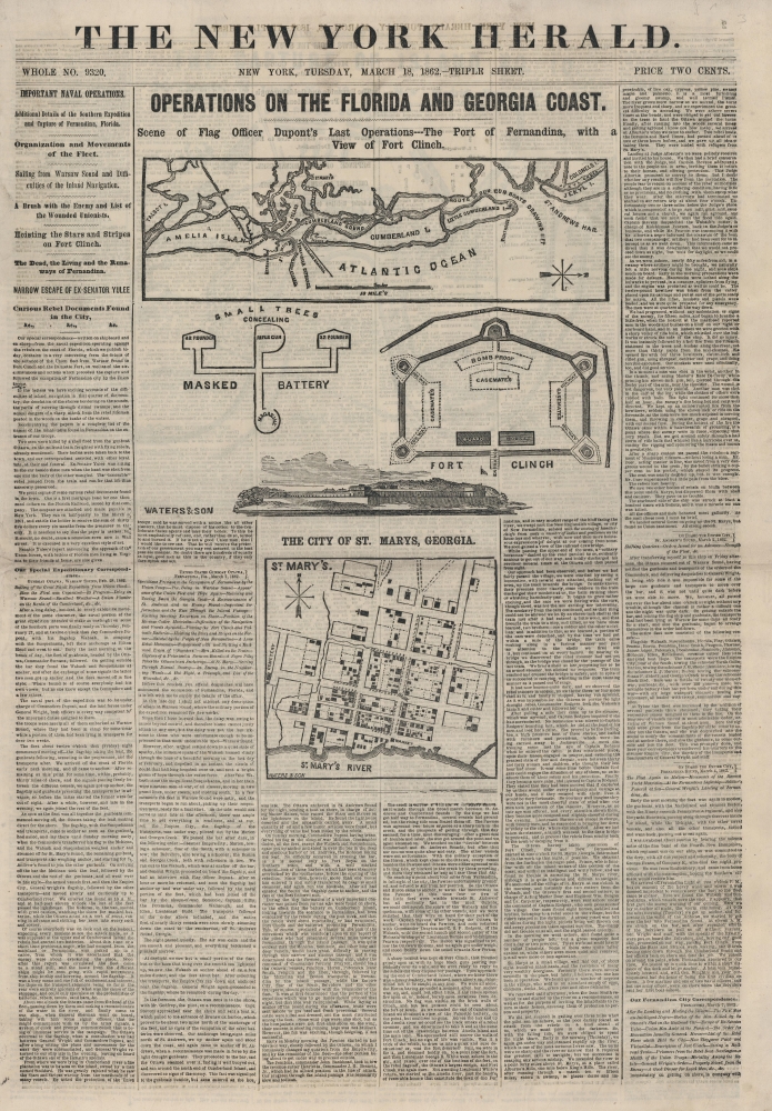 Operations on the Florida and Georgia Coast. Scene of Flag Officer Dupont's Last Operations---The Port of Fernandina, with a View of Fort Clinch. - Main View