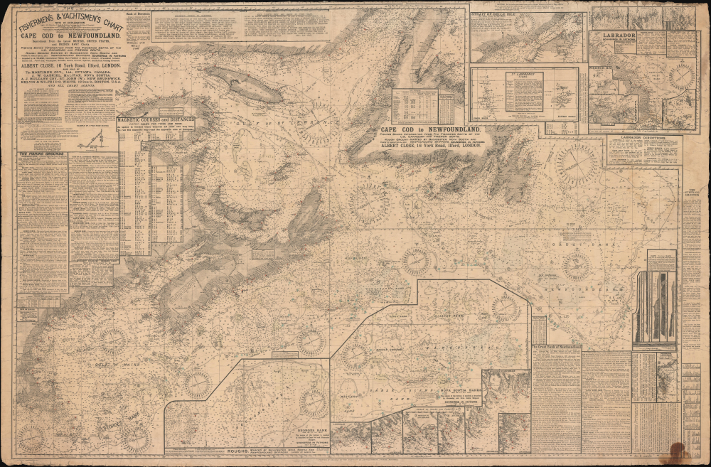 1946 Close Nautical Chart or Map of North Atlantic Coast of America
