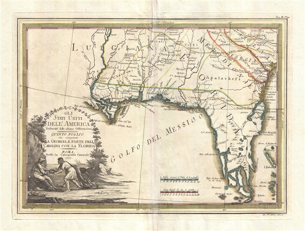 Gli Stati Uniti dell' America delineati sulle ultime Osservazioni. Quinto Fogloi che comprende La Georgia, e parte della Carolina con, la Florida. - Main View