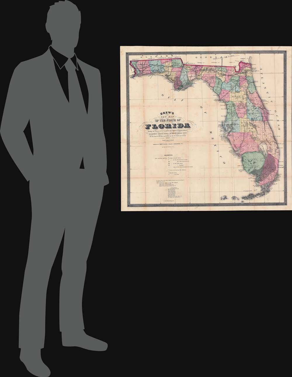 Drew's New Map of the State of Florida Showing the Progress of the U.S. Surveys, the Completed and Projected Railroads, the Different Railroad Stations and Growing Railroad Towns, the New Towns on the Rivers and Interior, and the New Counties up to the Year 1867. - Alternate View 3