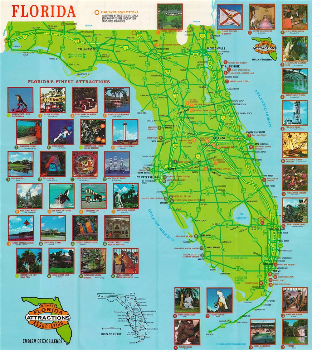 Official Guide Map Florida Attractions. - Main View