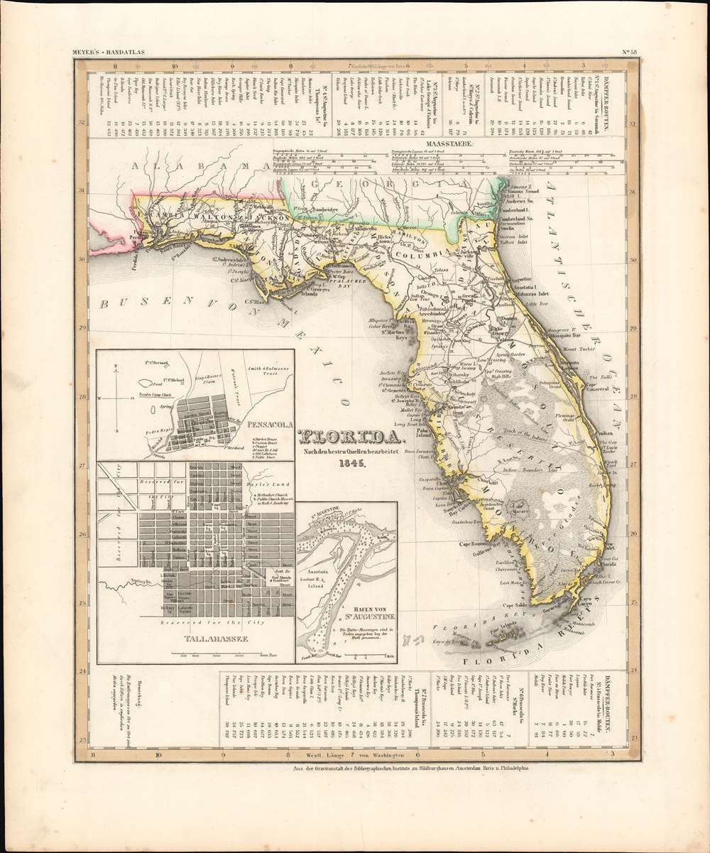 Florida.  Nach en besten Quellen bearbeitet 1845. - Alternate View 1