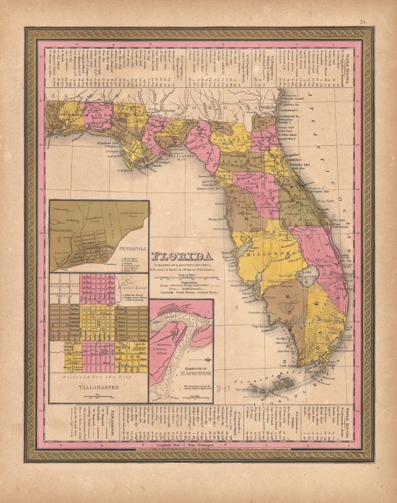 1848 Mitchell / Cowperthwait Map of Florida
