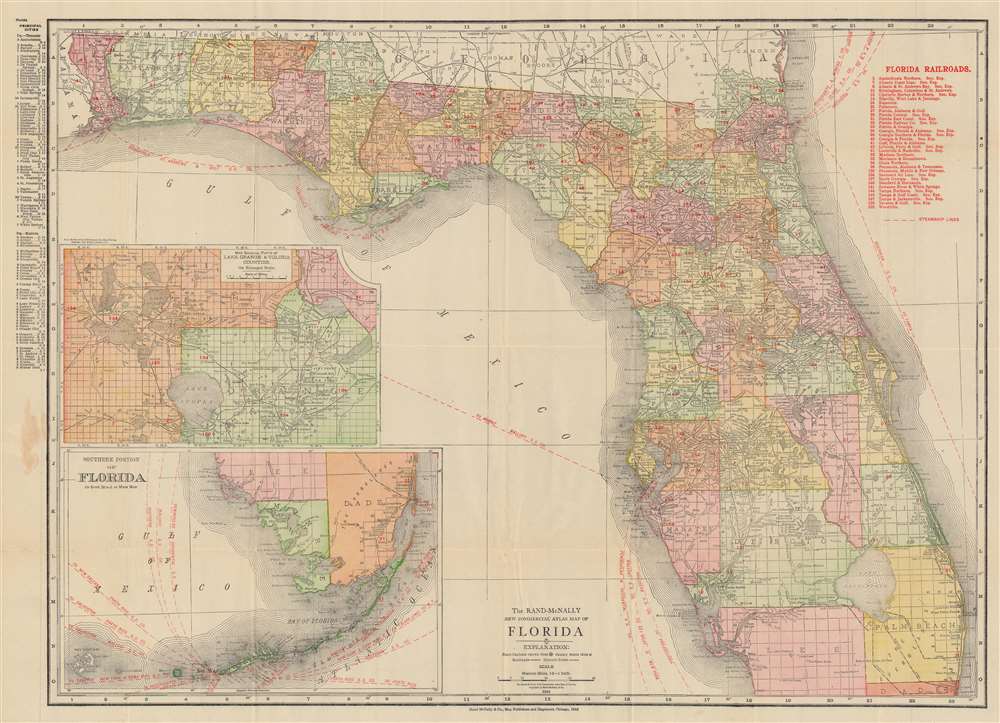 The Rand McNally New Commercial Atlas Map of Florida. - Main View