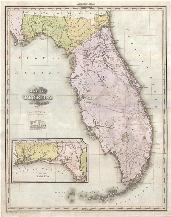 Map of Florida by H. S. Tanner.  Improved to 1825. - Main View