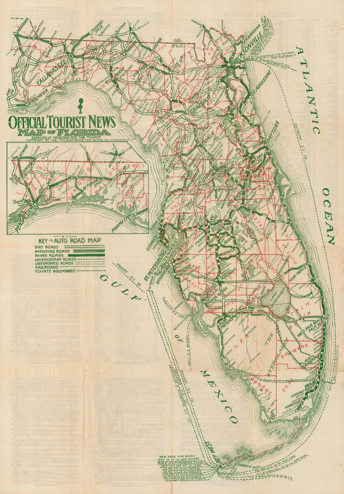 Official Tourist News Map of Florida, Especially Designed for the Tourist. - Main View