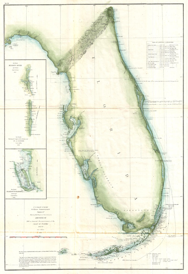 Sketch F Showing the Progress of the Survey in Section VI. With a General Reconnaissance of the Coast of Florida 1848-59. - Main View