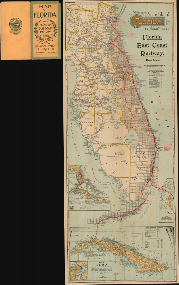 thumbnail image 2 of 1893 Map Of The Peninsula Of Florida & Railroad Line – Vintage Style Reproduction – 16x36 2 of 6