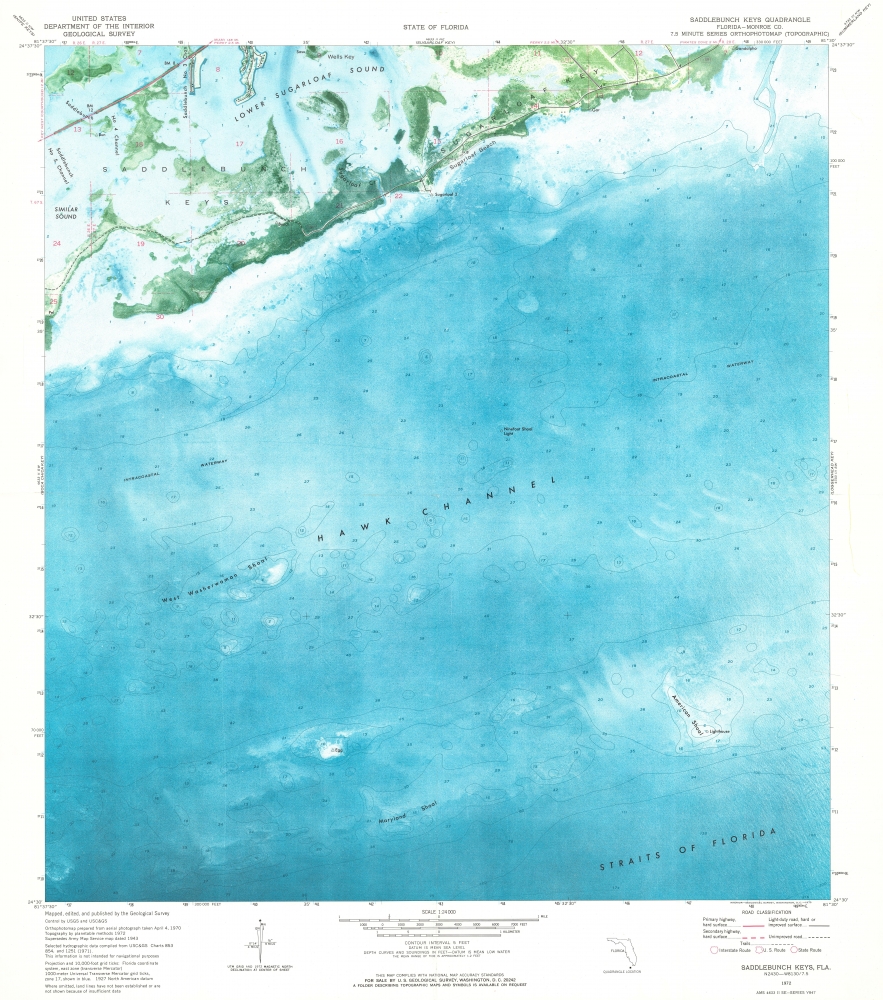 Marathon Quadrangle. Sevenmile Bridge Quadrangle. Big Pine Quadrangle. Summerland Key Quadrangle. Sugarloaf Key Quadrangle. Saddlebunch Keys Quadrangle. - Alternate View 7