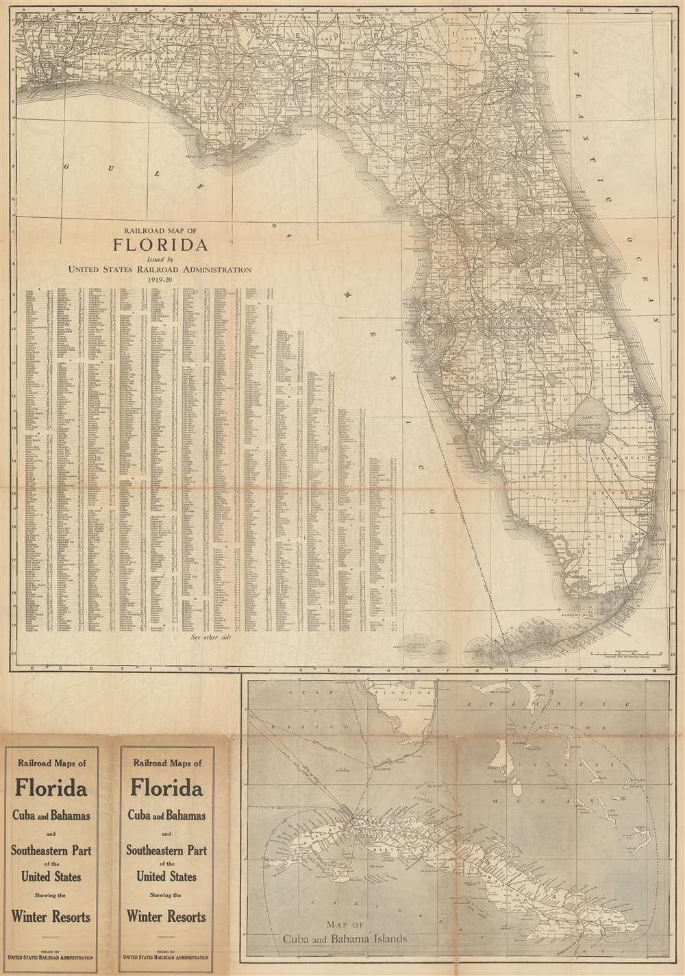 Railroad Map of Florida Issued by United States Railroad Administration 1919-20. - Main View