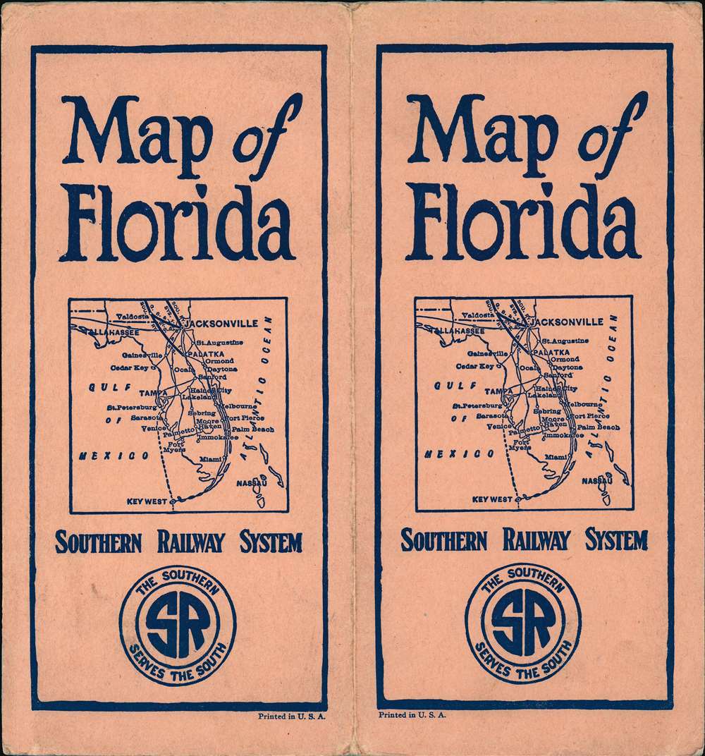 Southern Railway System 'The Way to Florida'. / Map of Florida. - Alternate View 1