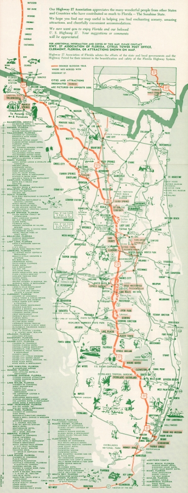Complete Map Florida Traveling Featuring U.S. 27. - Alternate View 1