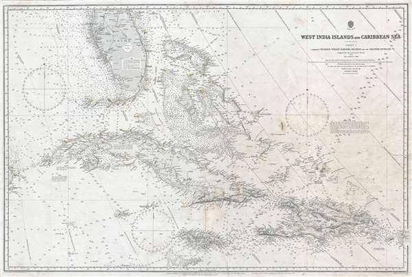 West India Islands and Caribbean Sea. Sheet 1. Comprising Florida Strait, Bahama Islands and the Greater Antilles. - Main View