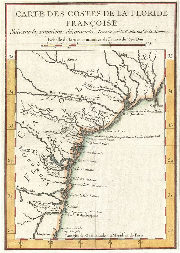 Carte des Costes de la Floride Francoise Suivant les premieres decouvertes. - Main View