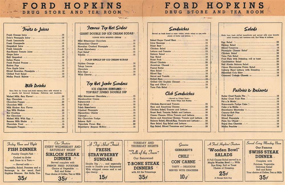 This is a map of Ford Hopkinsland. Ford Hopkins Tea Room For Good Things to Eat. - Alternate View 1