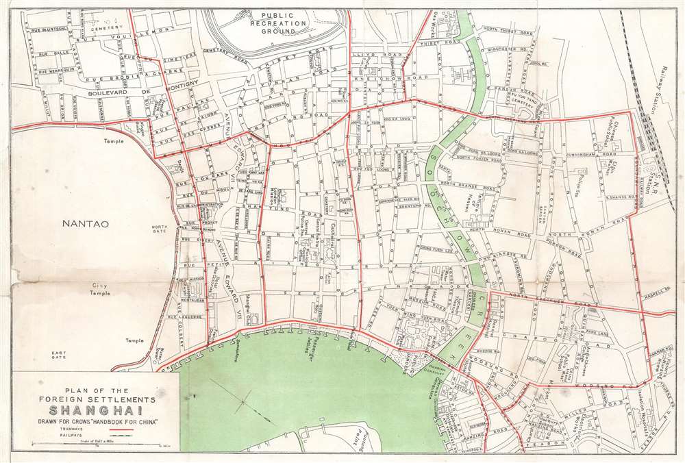 1921 Crow City Plan or Map of the Foreign Settlements, Shanghai, China