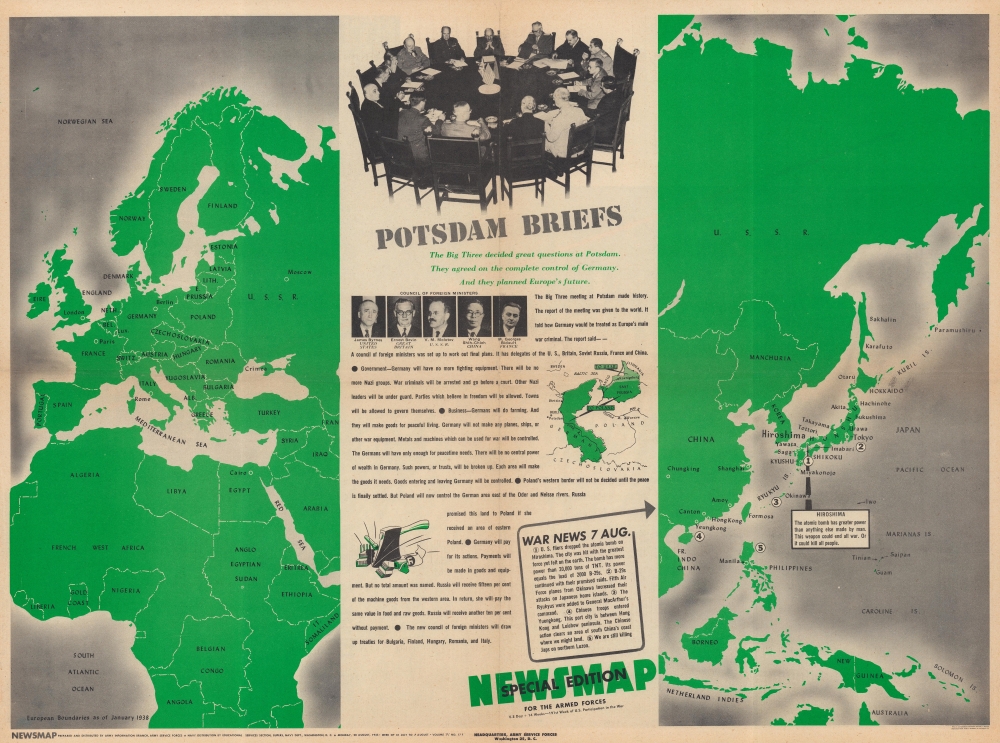 Formosa. Newsmap Special Edition. For the Armed Forces. V-E Day + 14 Weeks - 191st Week of U.S. Participation in the War. Week of 31 July to 7 August. Volume IV No. 17F. - Alternate View 1