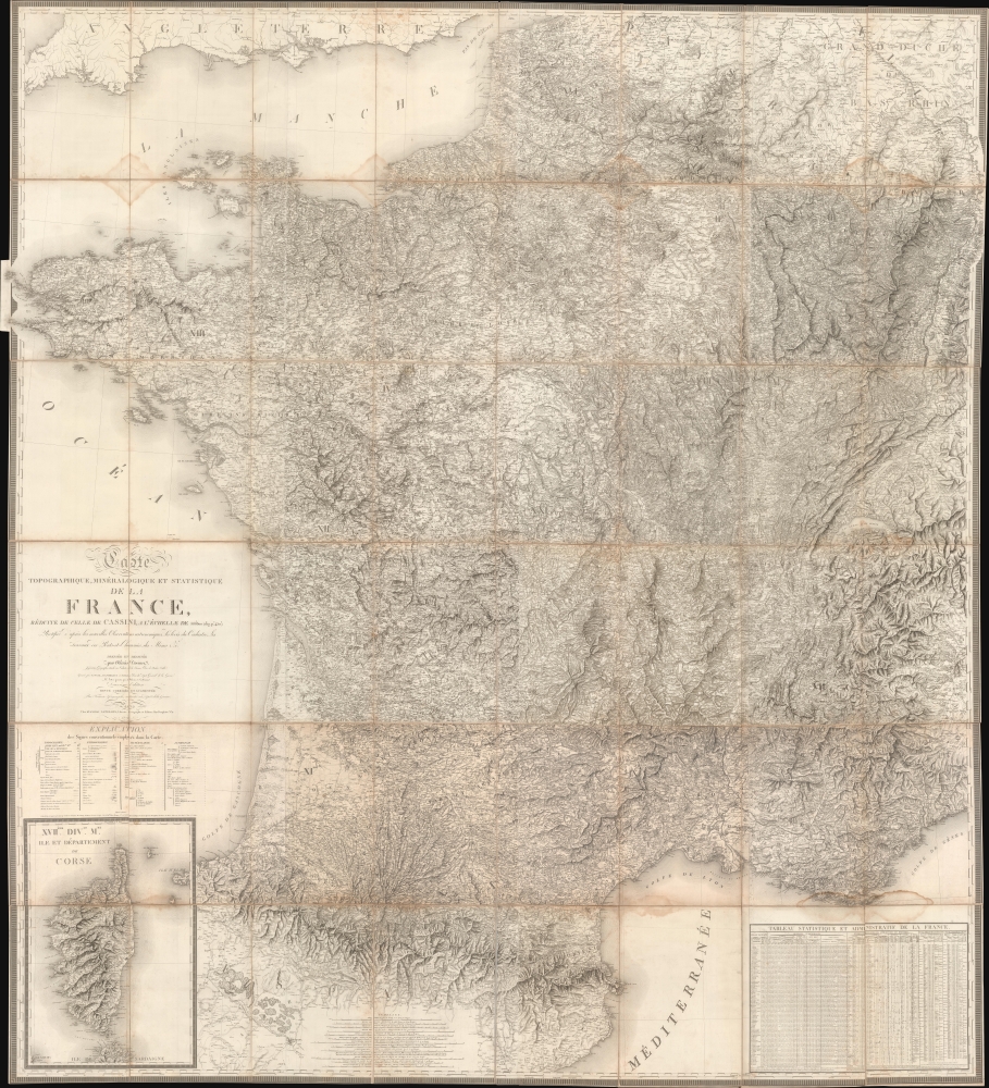 Carte Topographique, Minéralogique et Statistique de la France, Réduite de celle de Cassini, a L'Échelle de 1:388800. - Main View