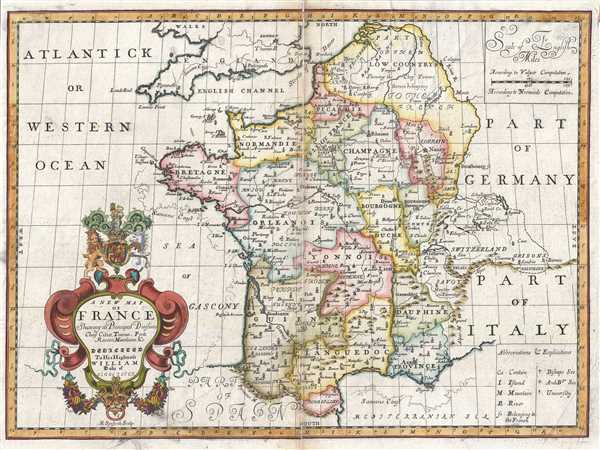 A New Map of France Shewing its Principal Divisions Chief Cities, Townes, Ports Rivers, Mountains, etc. - Main View