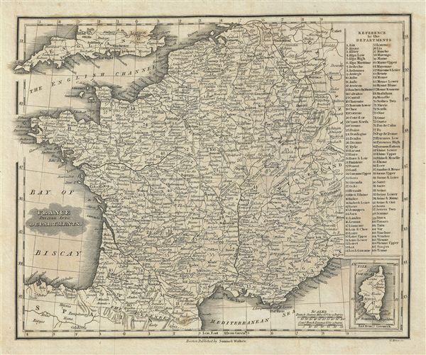 1828 Malte-Brun Map of France in Departments
