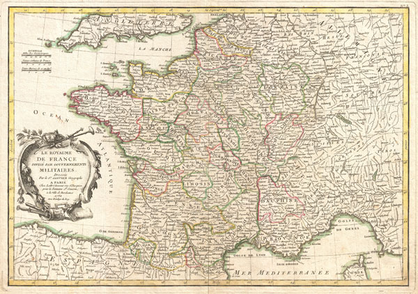 La Royaume de France Divise Par Gouvernements Militaires. - Main View