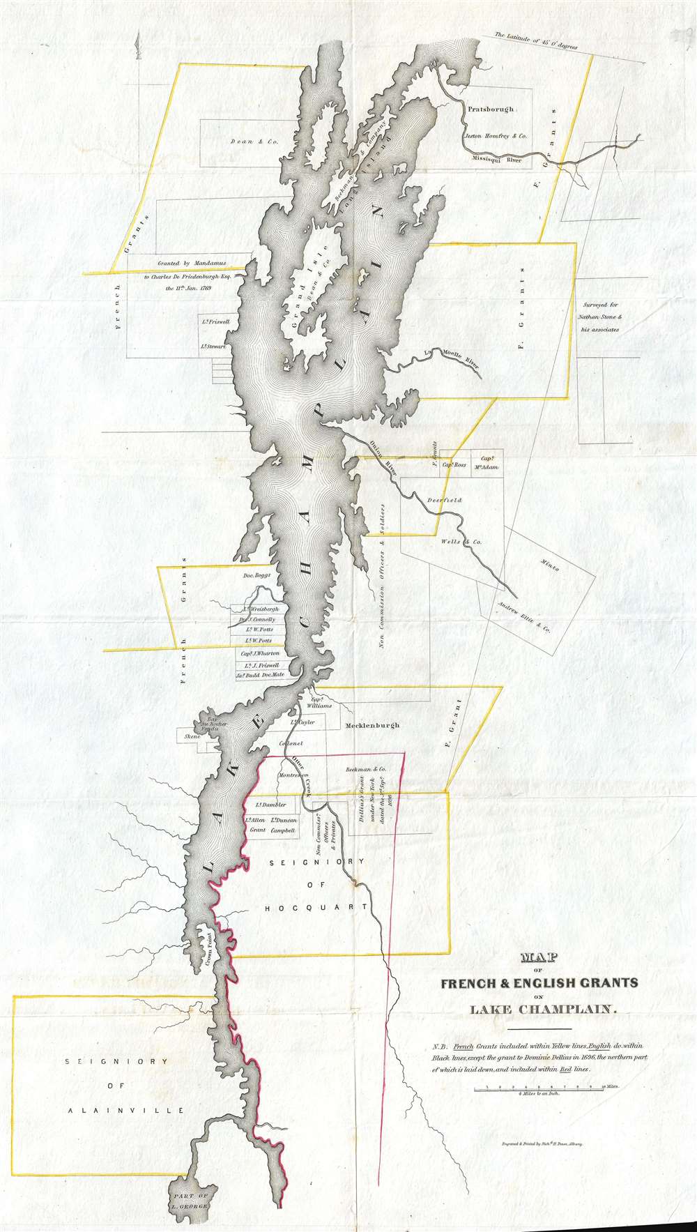 Map of French and English Grants on Lake Champlain. - Main View