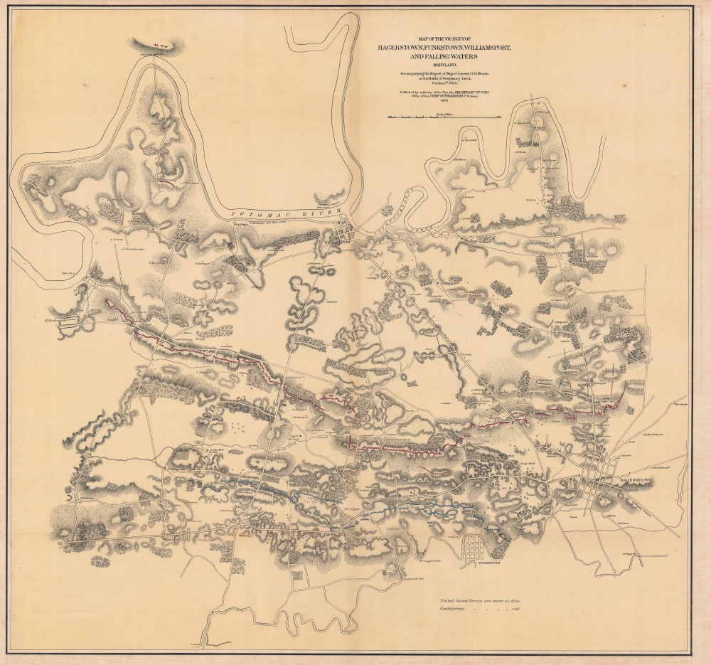Map of the Vicinity of Hagerstown, Funkstown, Williamsport, and Falling Waters Maryland. - Main View
