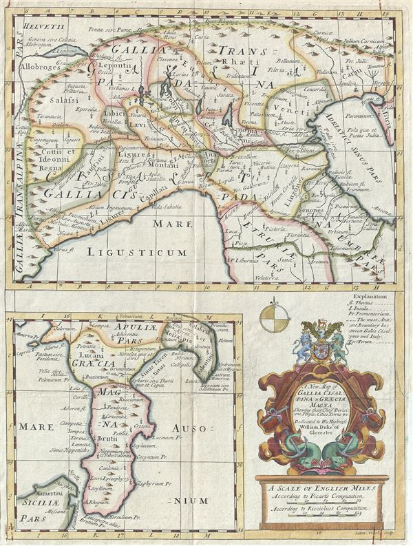 A New Map of Gallia Cisalpina and Graecia Magna Shewing their Chief Divisions, Peoples, Cities, Towns etc. - Main View