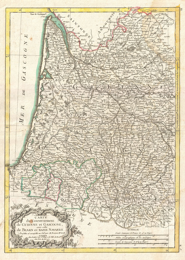 Carte du Gouvernement de Guinne et Gascogne, avec celui de Bearn et Basse Navarre. - Main View