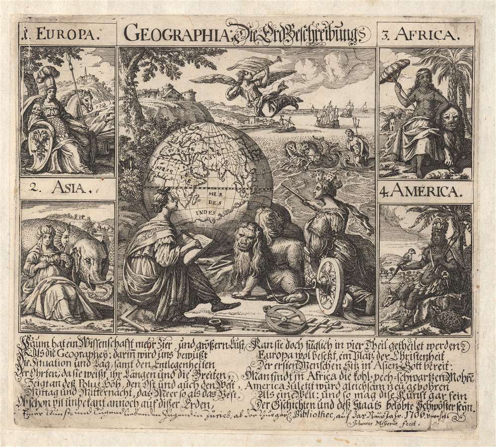 1706 Meyer Broadsheet Celebrating the Study of Geography