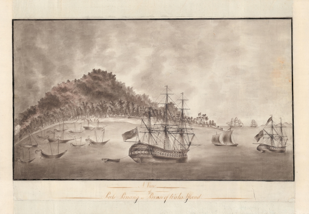 1788 Manuscript View of Georgetown, Penang Island, Malaysia