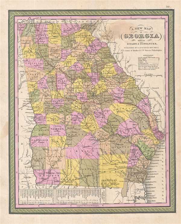 A New Map of Georgia with its Roads and Distances. - Main View