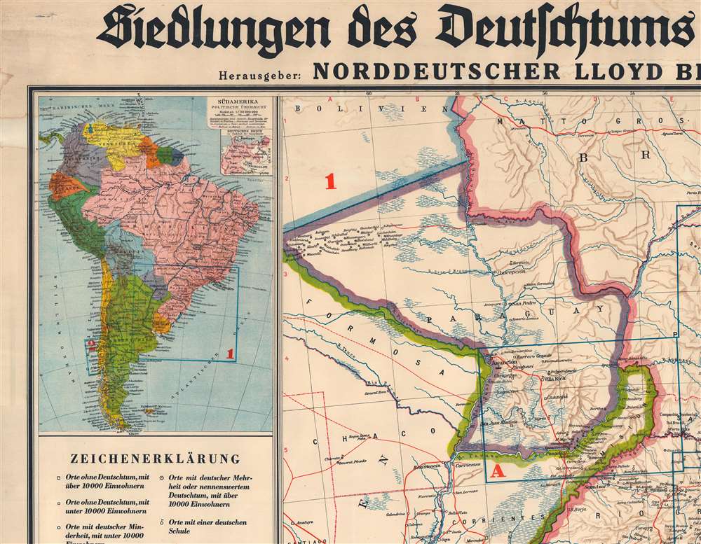 Siedlungen des Deutschtums im Subtropischen Südamerika. - Alternate View 2