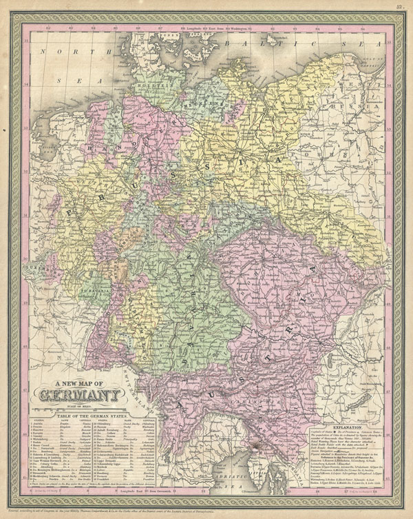 1853 Mitchell Map of Germany