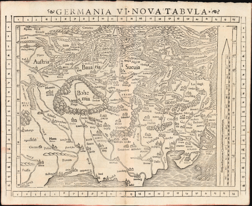 1540 / 1552 Münster Map of Germany