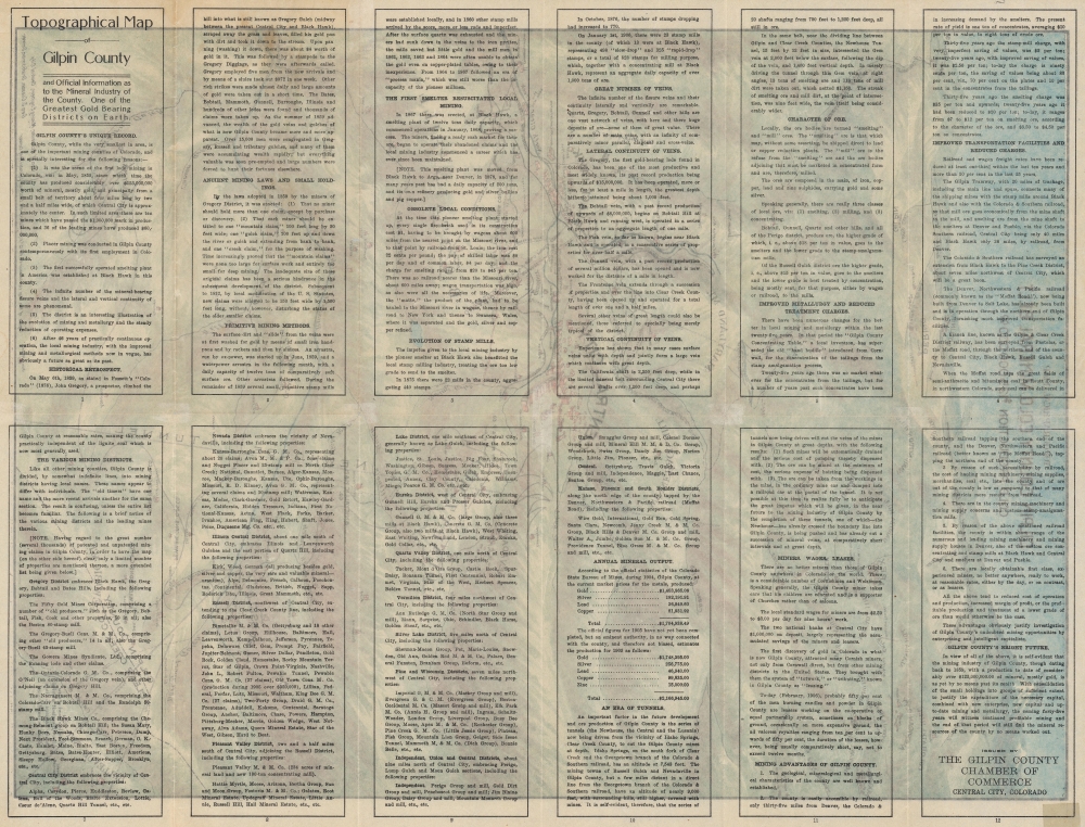 Topographical Map Gilpin County Colo. Mineral Belt. - Alternate View 1