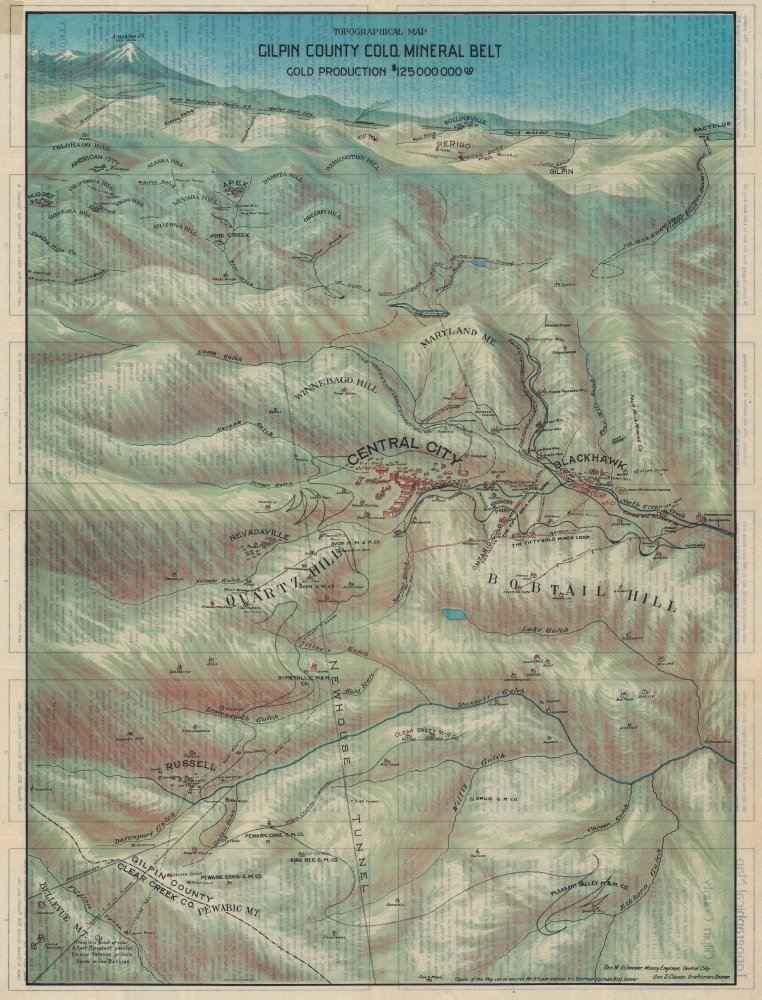 Topographical Map Gilpin County Colo. Mineral Belt. - Main View