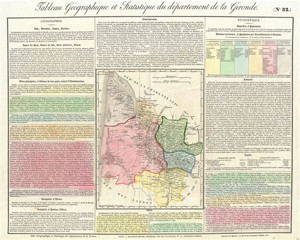 Tableau Geographique et Statistique du departement de la Gironde. - Main View