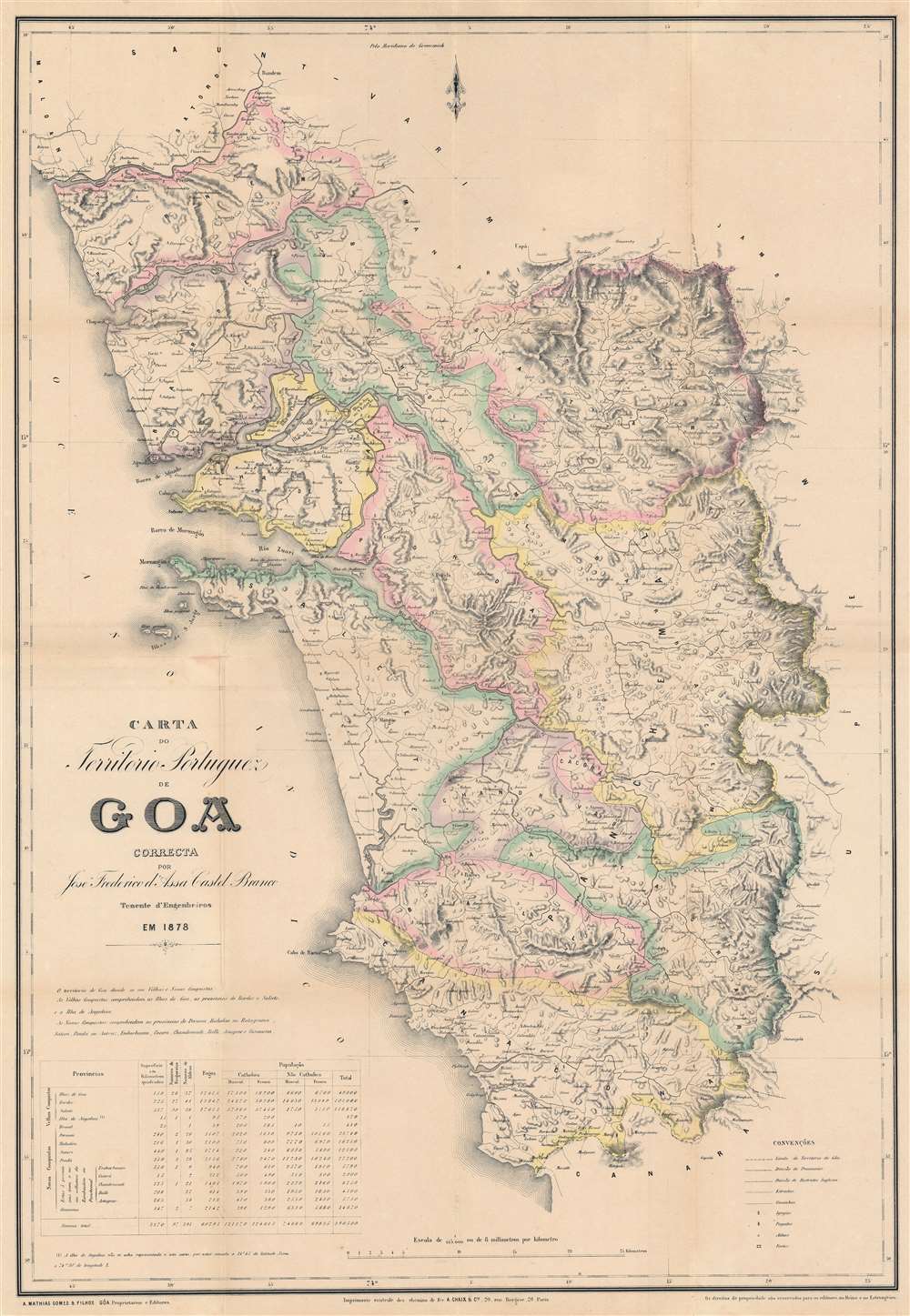 Carta do Territorio Portuguez de Goa Correcta port jose Frederico d'Assa Castel Branco. - Main View