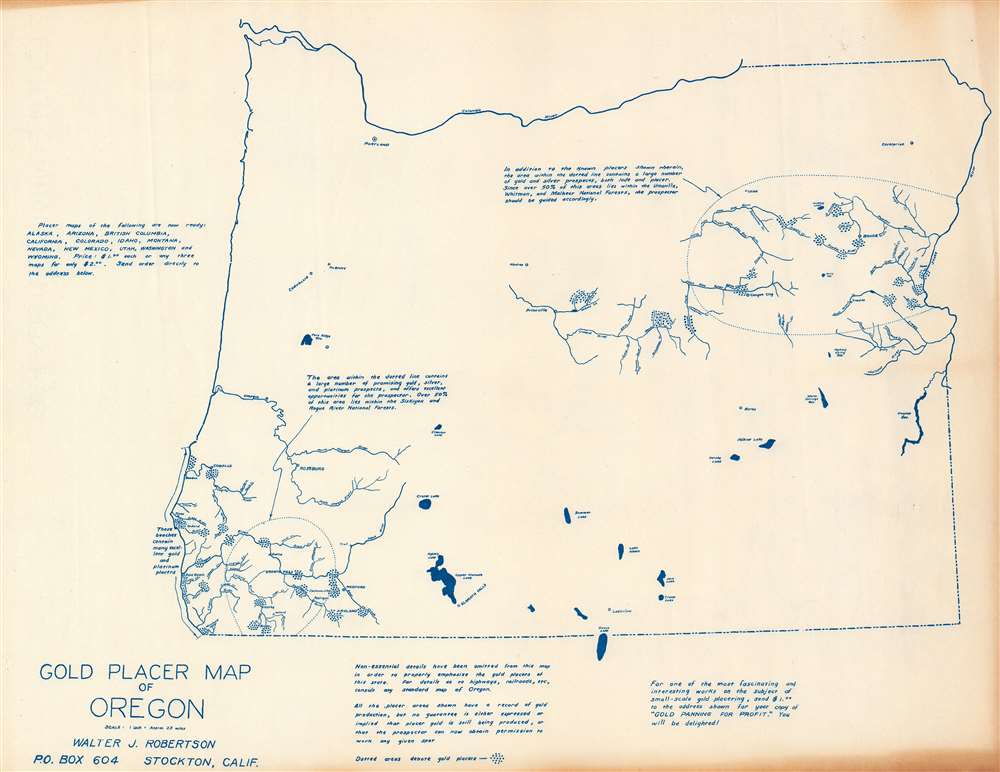 Gold Placer Map of Oregon. - Main View