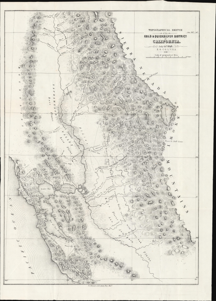 Topographical Sketch of the Gold and Quicksilver District of California. / Positions of the Upper and Lower Gold Mines on the South Fork of the American River, California. / Upper Mines. / Lower Mines or Mormon Diggings. - Alternate View 1