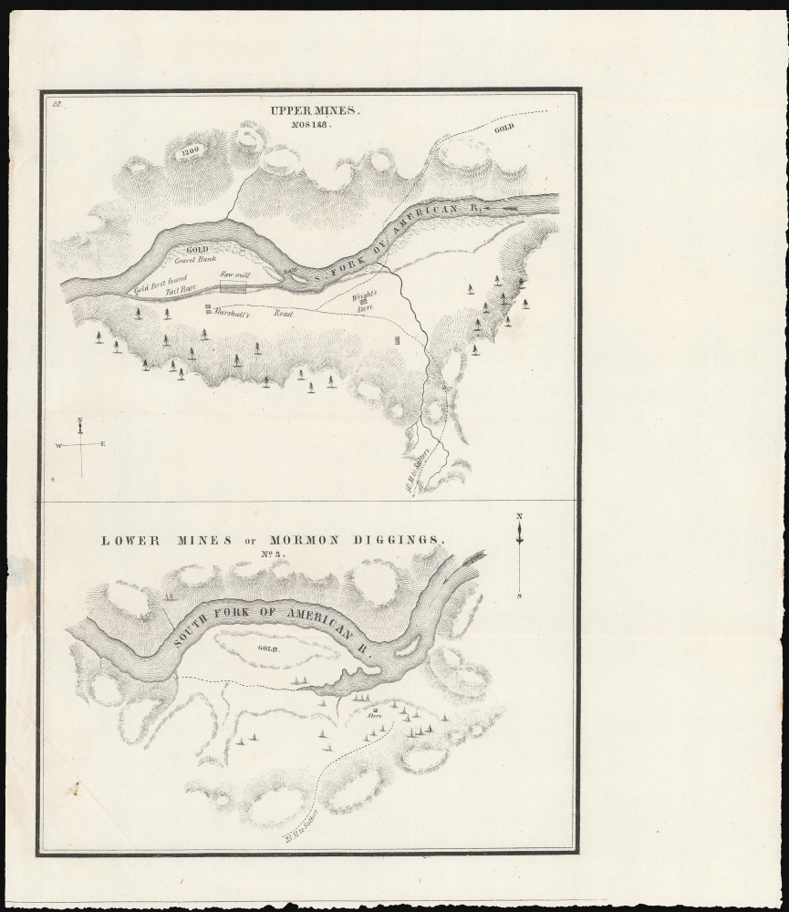Topographical Sketch of the Gold and Quicksilver District of California. / Positions of the Upper and Lower Gold Mines on the South Fork of the American River, California. / Upper Mines. / Lower Mines or Mormon Diggings. - Alternate View 2