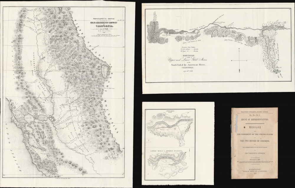 Topographical Sketch of the Gold and Quicksilver District of California. / Positions of the Upper and Lower Gold Mines on the South Fork of the American River, California. / Upper Mines. / Lower Mines or Mormon Diggings. - Main View