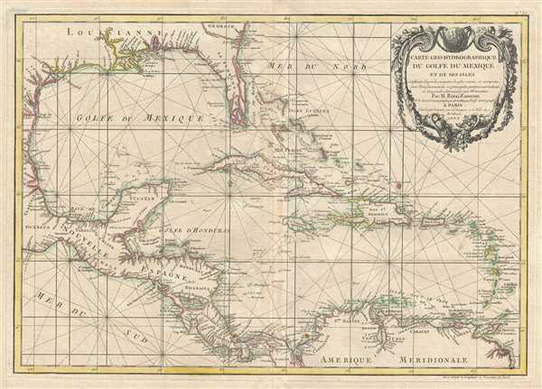 Carte geo-hydrographique du Golfe du Mexique et de ses isles. Construit d'apres les memoires les plus recens, et assujeties, pour l'emplacement de ces principales positions aux latitudes et longitudes, determinees par observation. - Main View