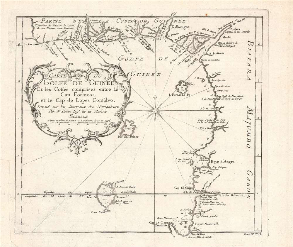 1754 Bellin Map and Chart of the Gulf of Guinea