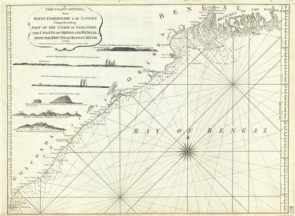 The Coast of India from Point Gordeware to the Ganges Comprehending Part of the Coast of Golconda, the Coasts of Orissa and Bengal, with the Mouth of Hoogly River. - Main View