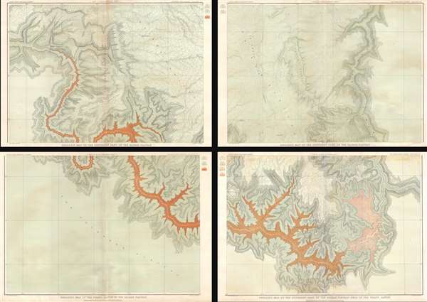 1882 Dutton Map of the Grand Canyon, Arizona (4 sheets)
