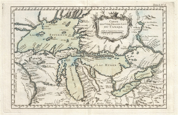 Carte des Cinq Grands Lacs du Canada. - Main View