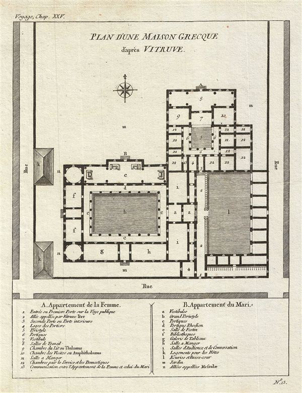 Plan d'une Maison Grecque d'apres Vitruve. - Main View