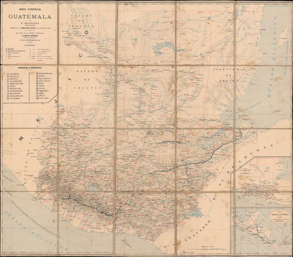 Mapa Comercial de Guatemala. - Main View